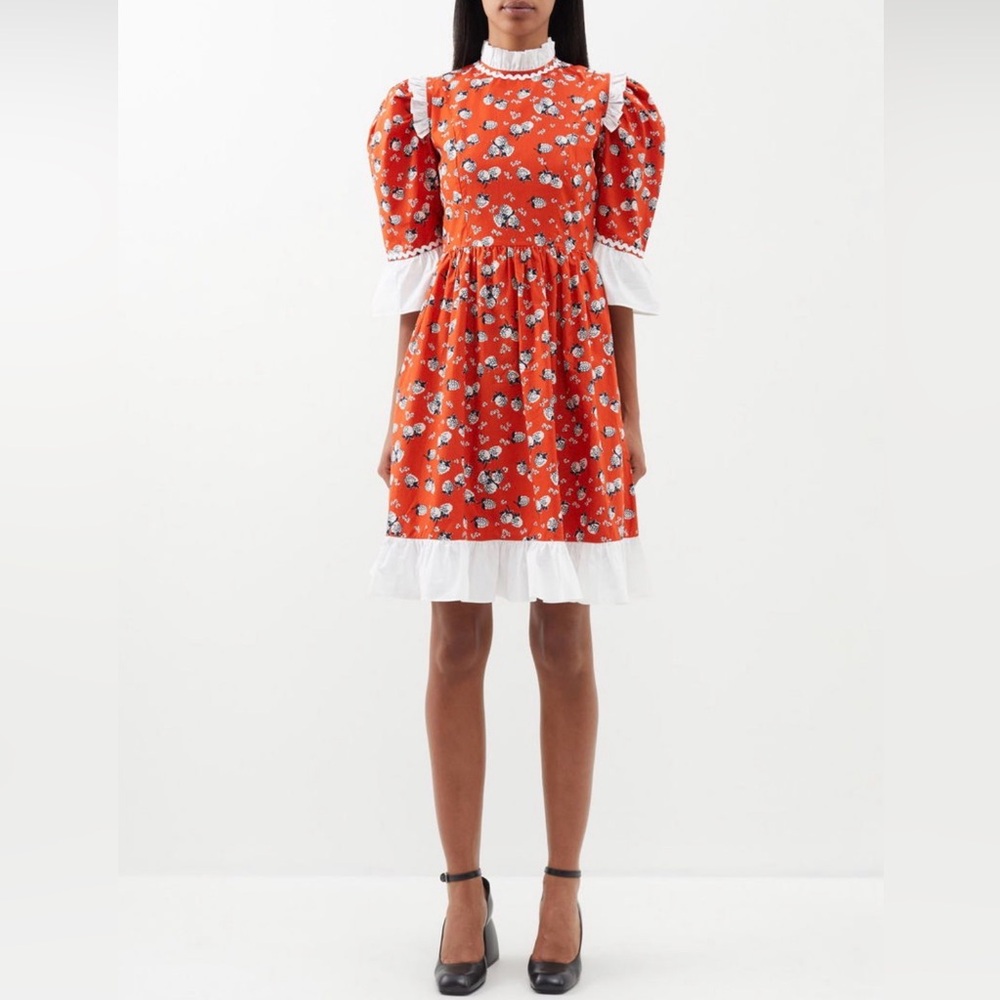 Batsheva Spring Prairie Dress in Red Hydrangea | Size 6 | 100% Cotton